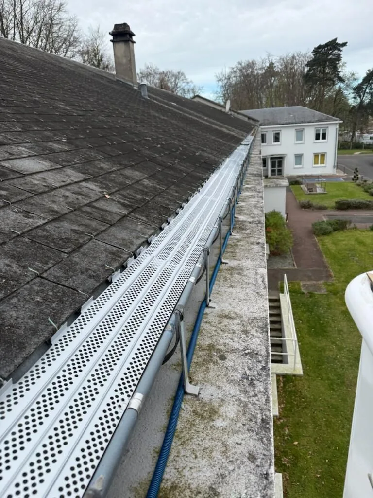 Gouttière équipée d'une protection contre les feuilles